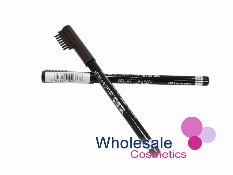 12 x Rimmel Eyebrow Brow This Way Pencil - 001 DARK BROWN